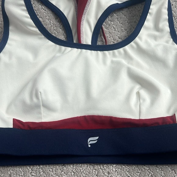 Cream and Navy Fabletics Sports Bra - Picture 5 of 5